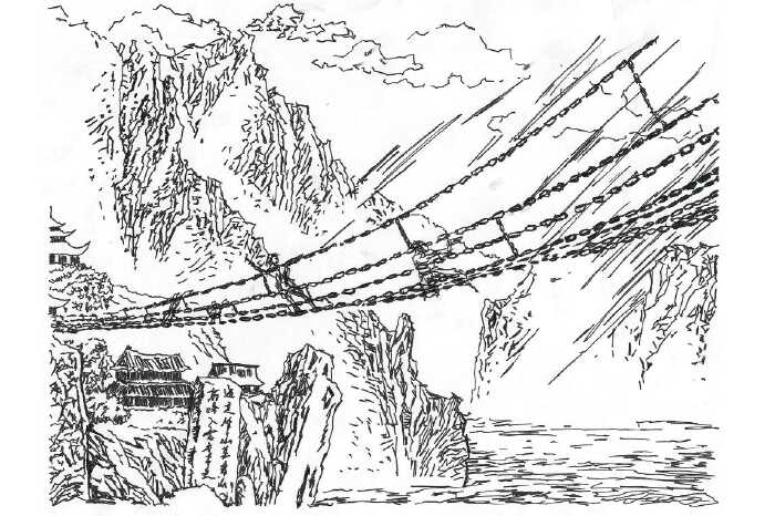 线条勾勒的"手绘百年党史"速写手绘作品一经展出便吸泸定桥线描稿